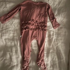 Posh peanut footie ruffled zippered one piece